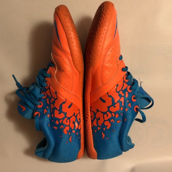 NIKE MEN'S ELASTICO II BRIGHT MANGO BLUE INDOOR SOCCER SHOE 580454-884 SIZE 12 - Picture 4 of 10